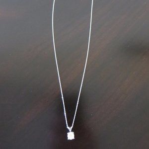 14K White Gold 1Ct Diamond Pendant Necklace 9"